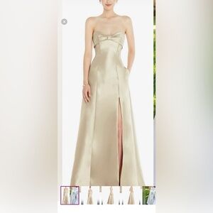 ALFRED SUNG Cream Strapless Gown D830 in champagne